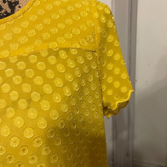 Maeve Bright Yellow Polka-Dot Scalped Edge Blouse - Picture 4 of 8